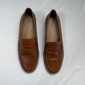 Madewell Women's Brown Leather Penny Loafer Size 7.5 Minimalist Luxury Preppy
